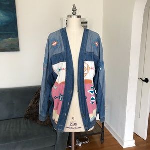 Vintage 1990s Oversized Geometric Denim Jacket